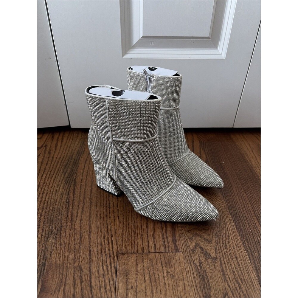 A New Day Women's Silver Cailin Rhinestone Size 7.5 Wide Width Ankle Boots